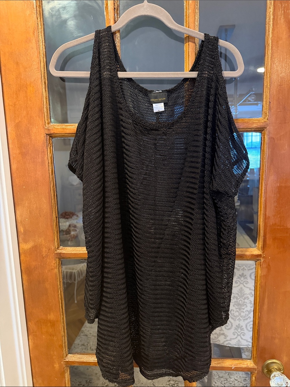 Jordan Taylor Black Crochet Swim Coverup. Size XL